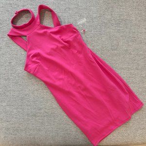 BEBE Choker Neck Mini Dress in Hot Pink, Size S, NEW